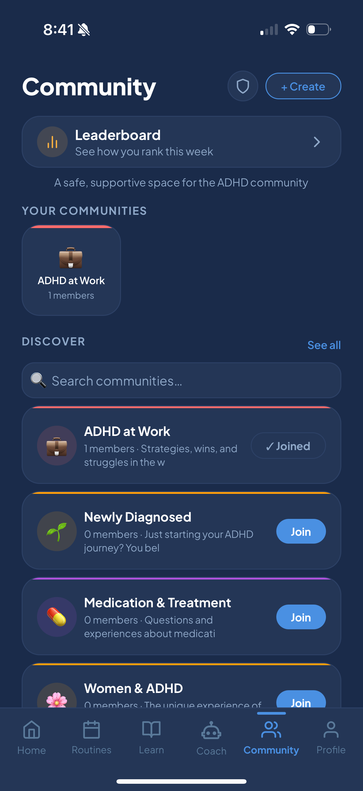 Community feed and groups